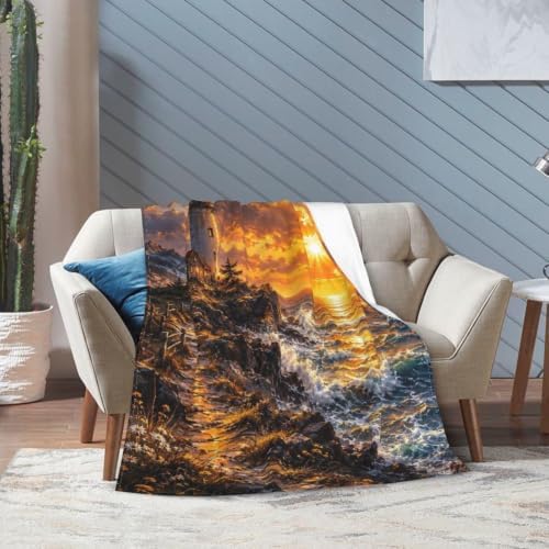 Lighthouse Ocean Blanket Coastal Nautical Throw Stuff Gifts 80"x60" - Image 5