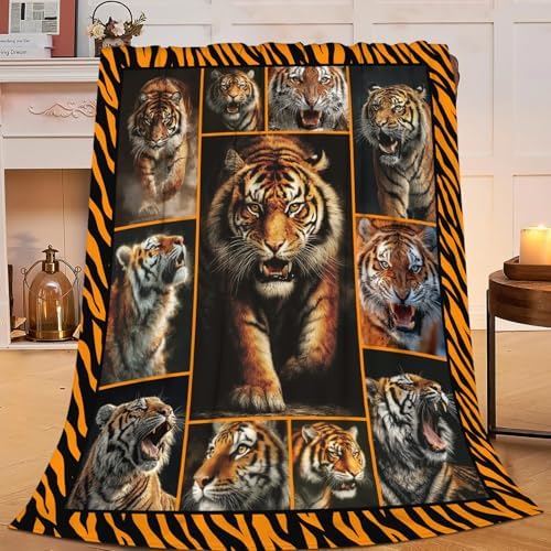 Tiger Throw Blanket Tiger Stuff Gifts for Kids Girls Boys Adults Women Men Soft Cozy Warm Plush Fluffy Fuzzy Fleece Blanket Decor 50''X60'' - Image 2