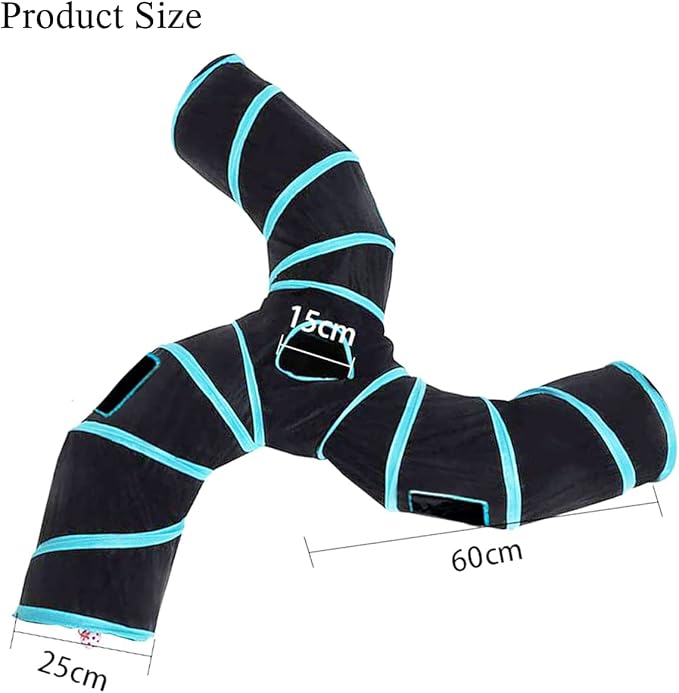 Cat Tunnel,3 Way Large Collapsible Tunnels Tube Upgrade with 4 Peek Hole,S-Shaped Maze House Play Toy Interactive Cat Toy for Cat Kitten Kitty Rabbit