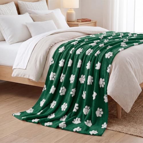 Horaldaily Christmas Green Dog Paw Shape 3D Textured Throw Blanket 50x60 - Image 3