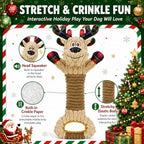Christmas Squeaky Elk Dog Toys- Plush Tug of War Dog Toy for Large Breed- Interactive Dog Toys with Crinkle to Keep Them Busy- Training and Reduce Boredom - Image 2