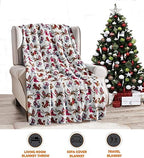 Elegant Comfort Luxury Velvet Super Soft Christmas Prints Fleece Blanket-Holiday Theme Home Décor Fuzzy Warm and Cozy Throws for Winter Bedding, Couch and Gift, 50 x 60 inch, White Christmas Cats - Image 2