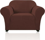 Stretch Chair Covers for Living Room, Washable Armchair Slipcovers, Fitted Chair Slip Cover Jacquard Small Checked Furniture Protector with Elastic Bottom(Armchair 31"-40",Burnt Brick)