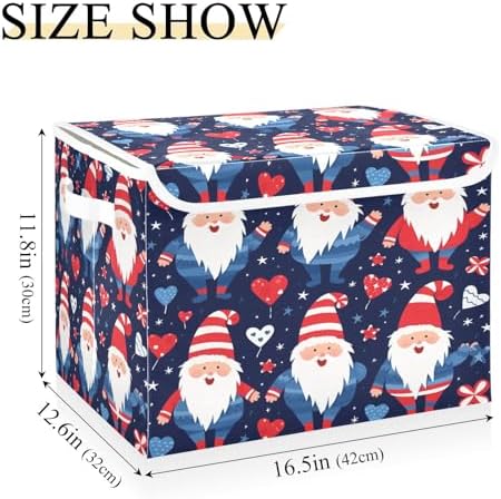 Bolaz Storage Bins with Lids and Handles,Cute Gnmoes American National Day Storage Box Storage Basket with Cover Collapsible Organizer Containers for Home Closet, Shelves - Image 3