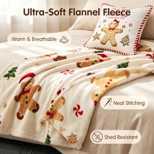 Christmas Gingerbread Throw Blanket for Couch,50x60 Inches - Image 3