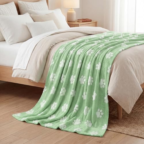 Horaldaily Green Dog Paw Shape 3D Textured Throw Blanket 50x60 - Image 3
