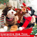 Christmas Dog Toys, Squeaky Dog Toys with Crinkle Paper, Plush Reindeer Toys, Interactive Stuffed Chew Toys, Gifts for Puppy, Small, Medium, Large Dogs - Image 4