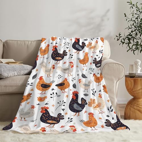 Chicken Blanket Rooster Chicken Throw Blanket Gifts for Kids Girls Boys Adults Women Man Super Soft Cozy Plush Fluffy Fuzzy Fleece Blanket Decor 60''X80'' - Image 2
