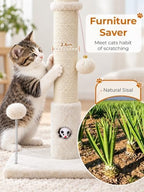 Woochpet Funny Cat Scratching Posts Sturdy Scratcher Posts 33'' Off White - Image 5