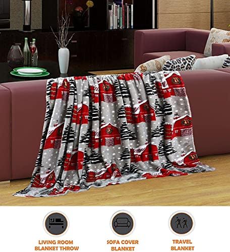 Elegant Comfort Luxury Velvet Super Soft Christmas Prints Fleece Blanket-Holiday Theme Home Décor Fuzzy Warm and Cozy Throws for Winter Bedding, Couch and Gift, 50 x 60 inch, Snowybarn - Image 3