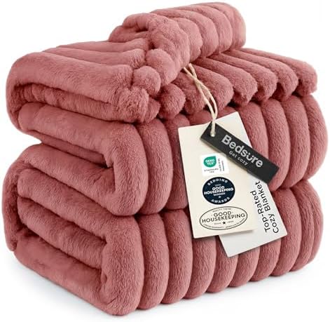 Bedsure Soft Queen Size Blanket for Bed Dusty Pink 90"x90" by BEDSURE