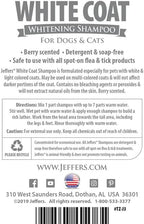 Jeffers Pet White Coat Shampoo for Dogs & Cats, 17 oz - Soap Free Coconut Cleanser with Vitamins A D E & Glycerin, Deodorizing Berry Scent Grooming Shampoo, Concentrated Bleach Free Formula, USA Made