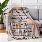 COMFAR Christian Multicolor Letter Print Throw Blanket, 50" x 60" - Image 3