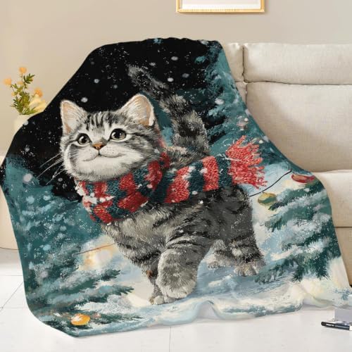 Christmas Cat Blanket Kitten Throw Stuff Gifts for Girls 80"x60" - Image 3