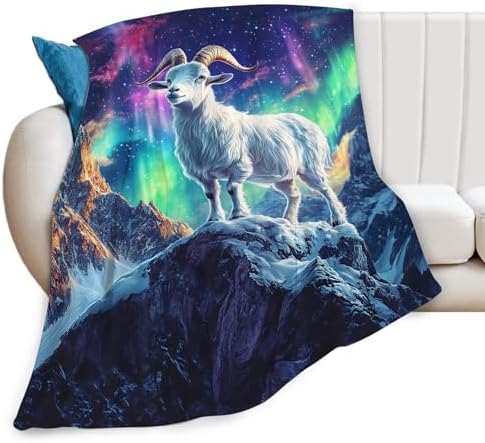 Goat Blanket Aurora Mountain Goat Animal Lover Throw Blankets Gifts for Girls Boys Kids Soft Cozy Fleece Plush for Couch Sofa Bed 80"x60" by Unknown