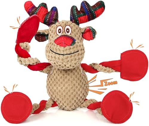 IOKHEIRA Christmas Dog Toys - Squeaky Dog for Small, Medium, and Large Dogs, Holiday Dog Toys with Organic Cotton, 5 Squeakers & Crinkle Papers, Soft Plush for Tug of War by IOKHEIRA