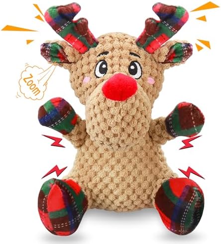 Newget Christmas Squeaky Dog Toys, Plush Dog Chew Toys with Crinkle Paper by Newget