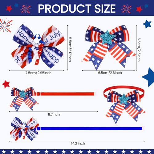Huhumy 50 Pcs 4th of July Dog Bow Ties Patriotic Dog Collars Bulk - Image 2