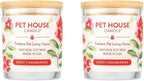 Pet House Candle 2 Pack - Plant-Based/Soy - Clean Burning Scented, Long Lasting Pet Odor Candle for Home -Sweet Cranberries