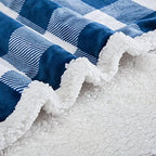 Touchat Sherpa Plaid Twin Blanket 60" X 70", Fuzzy Fluffy Soft Cozy Throw Blanket, Twin Size Plush Fleece Flannel Plush Microfiber Blanket for Couch Bed Sofa (Navy) - Image 3
