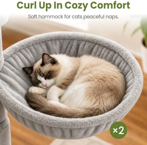 Cat Tree Tower for Indoor Large Adult Cats, 73in Tall Heavy Duty with Perch - Image 6