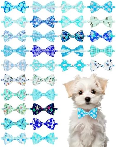 PET SHOW 30 Pack Winter Dog Bowties Bulk for Small Dogs Cats by PETSHOW