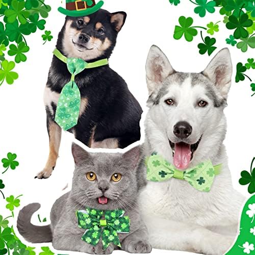 120 Pcs St. Patrick's Day Dog Bow Tie Collar Set Includes 60 Green Irish Bow Ties for Dogs Dog Grooming Bowtie 30 Dog Neckties 30 Large Bow Tie Collar Pet Holiday Accessories for Dog Cat (Shamrock) - Image 6