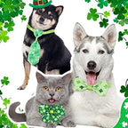 120 Pcs St. Patrick's Day Dog Bow Tie Collar Set Includes 60 Green Irish Bow Ties for Dogs Dog Grooming Bowtie 30 Dog Neckties 30 Large Bow Tie Collar Pet Holiday Accessories for Dog Cat (Shamrock) - Image 6