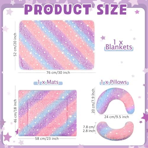 Namalu 3 Pack Soft Cat Bed Mat with Blanket and Pillow, Colorful Star - Image 2