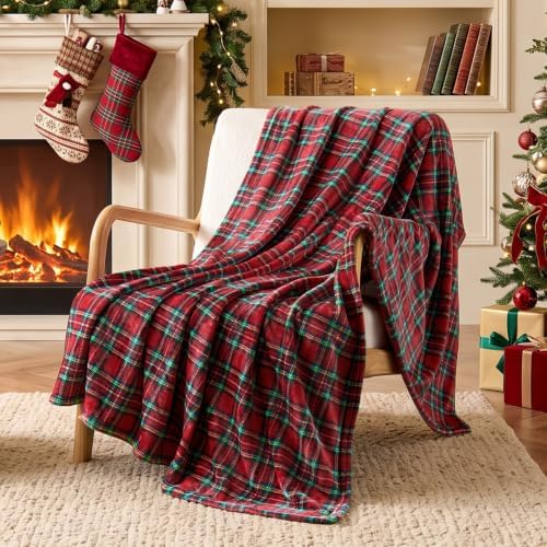 BEDELITE Christmas Tartan Fleece Throw Blanket for Couch & Bed, Red, 60x80 by BEDELITE