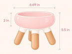 INW Elevated Ceramic Pet Bowl with Wooden Stand – Raised Cat & Dog Feeder, Interchangeable, Anti-Tip, Dishwasher Safe, 12 oz, Easy to Clean – Pink