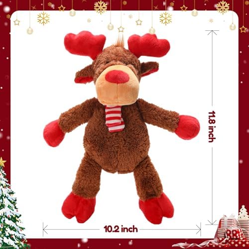 Christmas Dog Toys, Squeaky Dog Toys with Crinkle Paper, Plush Reindeer Toys, Interactive Stuffed Chew Toys, Gifts for Puppy, Small, Medium, Large Dogs - Image 7