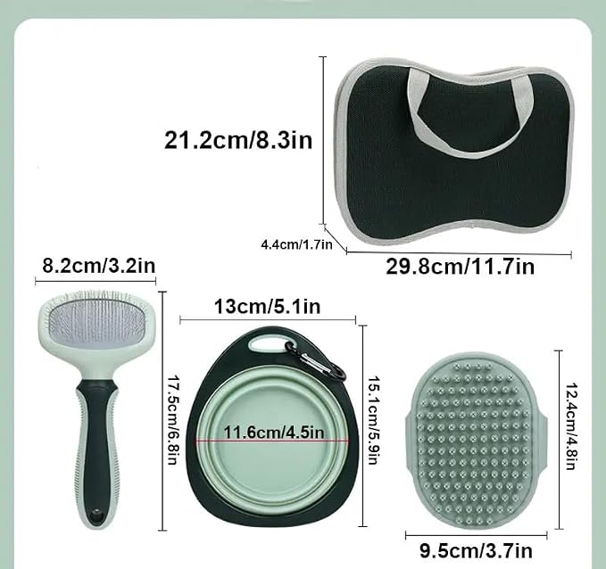 Lukshalse 8 in 1 Pet Grooming Rake and Dematting Comb, Pet Dog Cat Bowl Toothbrush Comb Set Effective Float Hair Remover Clean Tool