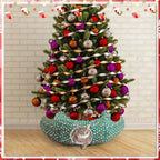 Cat Tunnel Christmas Tree Skirt Cat Bed Indoor 3 ft x 3 ft x 10 Inch Kitten Donut Tunnel with Ball Peekaboo Cave Pet Bed Round Hideaway Holiday Cave Circle Pets Gift(Santa Hat) - Image 5