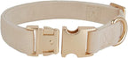 Soft Corduroy Dog Collar and Leash Set Adjustable Durable Wedding Dog Collars with Metal Buckle and Lead for Small Dogs,Beige