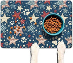 American 4th of July Star Dog Food & Water Mat,Patriotic Independence Memorial Day Paw Prints Pet Feeding Mat for Floor Non-Slip Waterproof, Super Absorbent Cat Bowl Mat, Pet Placemat,12" × 20" - Image 6