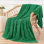 Puncuntex Throw Blanket Classic Green 50"×60" with Square Grid Design - Image 2