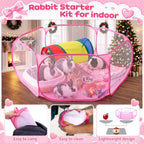 13 Pcs Kitten Starter Kit with Playpen Litter Box Feeder, Pink - Image 4