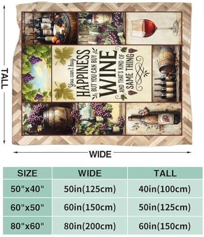 Vintage Wine Blanket for Girls Women Men Adults Soft Cozy Fleece Wine Estates Throw Blankets Winery Gifts Warm Flannel Plush Stuff Lightweight Decorative for Couch Bed Sofa 50"X40" - Image 7