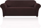 Stretch Sofa Cover Slipcover Couch Covers for 3 Cushion Couch Furniture Protector Sofa Covers with Non Slip Elastic Bottom Dogs Pet Friendly Fitted(Large Sofa 90"-100",Brown)