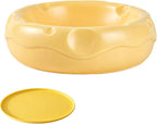 6.3 Inch Ceramic Cat Bowls with Food Mat, 3D Cheese Shapes | Extra Wide Food & Water Bowls 300 ml, High Capacity for Small Dogs & Cats, Dishwasher and Microwave Safe