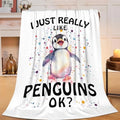 Penguin Blanket Cute Penguin Throw Blanket Gifts for Girls Boys Kids Women Men Adults Super Soft Cozy Plush Fluffy Fuzzy Fleece Blanket Home Decor 40''X50'' by Fuzawet
