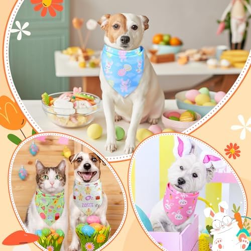 Preboun 50 Pcs Easter Dog Bandanas Bulk Bunny Dog Bandanas for Dogs Triangle Kerchief Bibs Scarf Set for Pet Costume Photo Props Accessories Pet Shops Adoption Events, 25 Styles(31.5 x 21.7 x 21.7) - Image 6