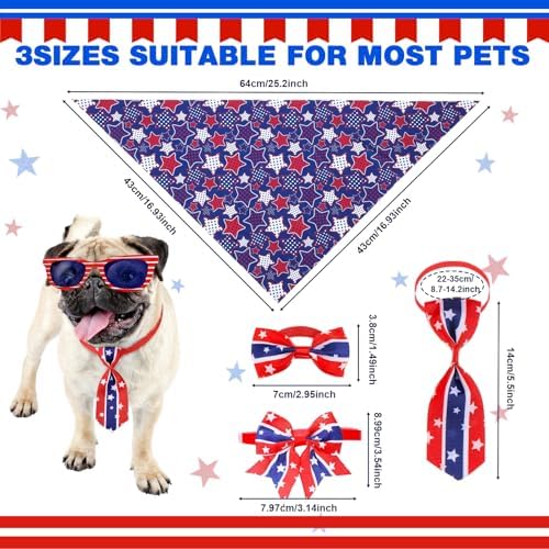 Reginary 120 Pcs 250th Anniversary Dog Bandanas Bulk 4th of July Patriotic Dog Bow Ties and Neckties Set, Red White and Blue Triangle Pet Kerchief Accessories for Small Medium Large Dogs Grooming - Image 2
