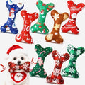 VioraWhite 8 Pack Christmas Dog Toys Plush Squeaky Bone Shaped Funny Toys Birthday Gift for Small Medium Large Sized Dogs, 6.1" x 3.8" by VioraWhite