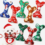 VioraWhite 8 Pack Christmas Dog Toys Plush Squeaky Bone Shaped Funny Toys Birthday Gift for Small Medium Large Sized Dogs, 6.1" x 3.8" by VioraWhite