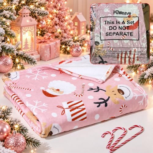 FuWeave Pink Santa Claus Christmas Throw Blanket 50 x 60 Inches - Image 5