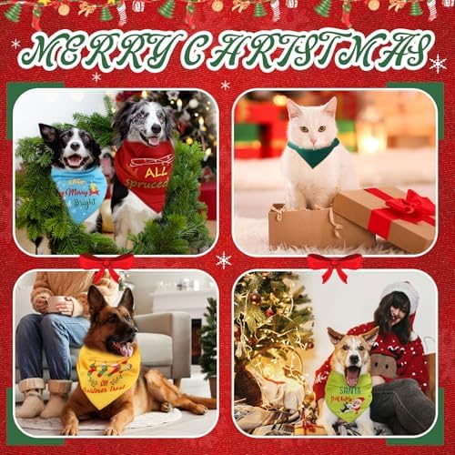 200 Pcs Christmas Dog Bandanas Bulk, Washable Pet Scarf Bibs - Image 2