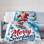 Santa Claus Surfing Blanket Christmas Throw Stuff Gifts 60"x50" - Image 2