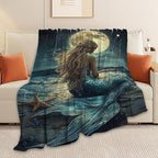 Mermaid Throw Blanket Beach Moon Night Mermaid Stuff Gifts for Kids Girls Boys Adults Women Men Soft Cozy Warm Plush Fluffy Fuzzy Fleece Blanket Decor 60''X80'' - Image 6
